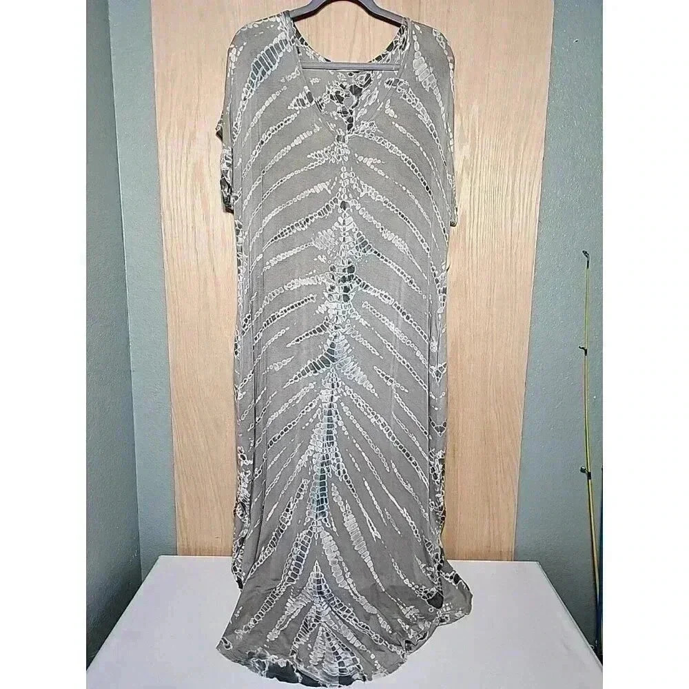 XCVI Wearables Womens Size Large Tie Dye Dress Pockets Cover Up 3432W